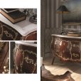 Creaciones Fejomi, classic chest of drawers with marquetry, marquetry classic console with marble, hand carved classic mirror, wooden marquetry side table